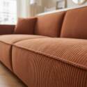 Canapé 3 places en velours côtelé avec coussins