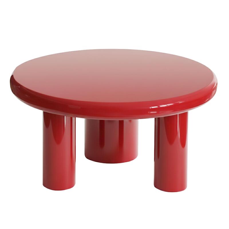 Table basse effet laqué ronde Ø70 cm style rétro  