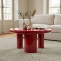 Table basse effet laqué ronde Ø70 cm style rétro  