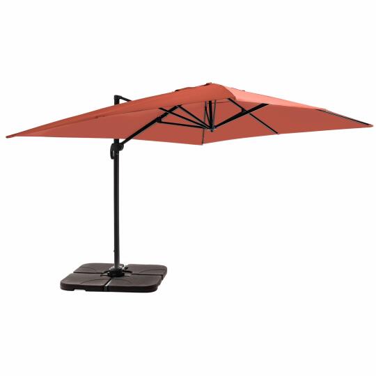 Parasol déporté 4x3 m rectangulaire inclinable rotatif 360° et 4 dalles à lester remplissables | Oviala