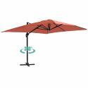 Parasol déporté 4x3 m rectangulaire inclinable rotatif 360° et 4 dalles à lester remplissables
