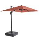 Parasol déporté 2x3 m rectangulaire inclinable rotatif 360° et dalle à lester sur roues 100L