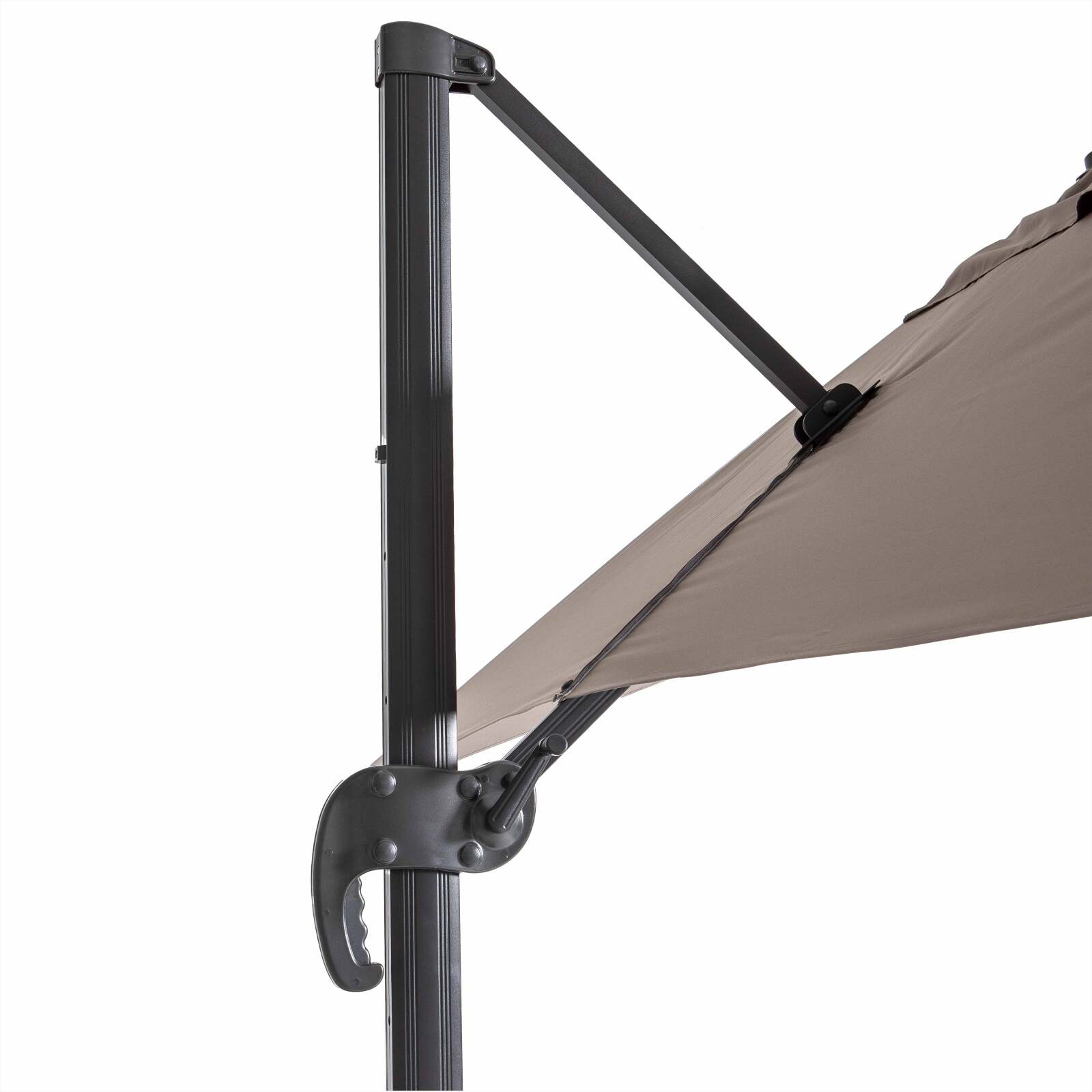 Parasol déporté 2x3 m rectangulaire inclinable rotatif 360° et dalle à lester sur roues 100L