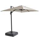 Parasol déporté 2x3 m rectangulaire inclinable rotatif 360° et dalle à lester sur roues 100L