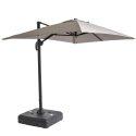 Parasol déporté 2x3 m rectangulaire inclinable rotatif 360° et dalle à lester sur roues 100L
