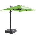 Parasol déporté 2x3 m rectangulaire inclinable rotatif 360° et dalle à lester sur roues 100L