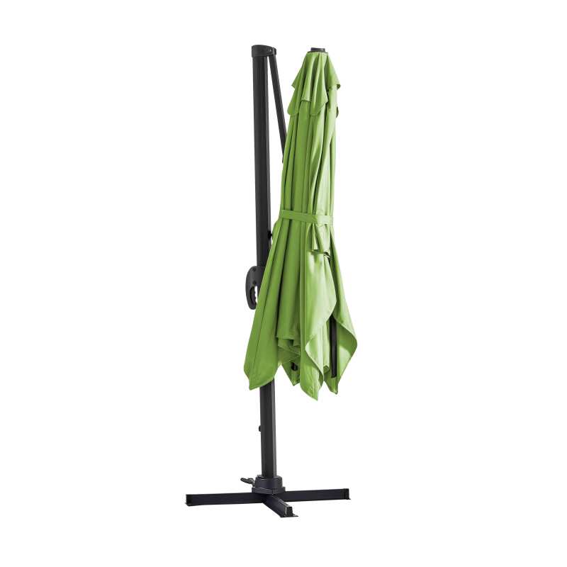 Parasol déporté 2x3 m rectangulaire inclinable rotatif 360° et dalle à lester sur roues 100L