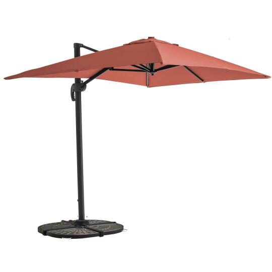 Parasol déporté 2x3 m rectangulaire inclinable rotatif 360° et 4 dalles lestées | Oviala