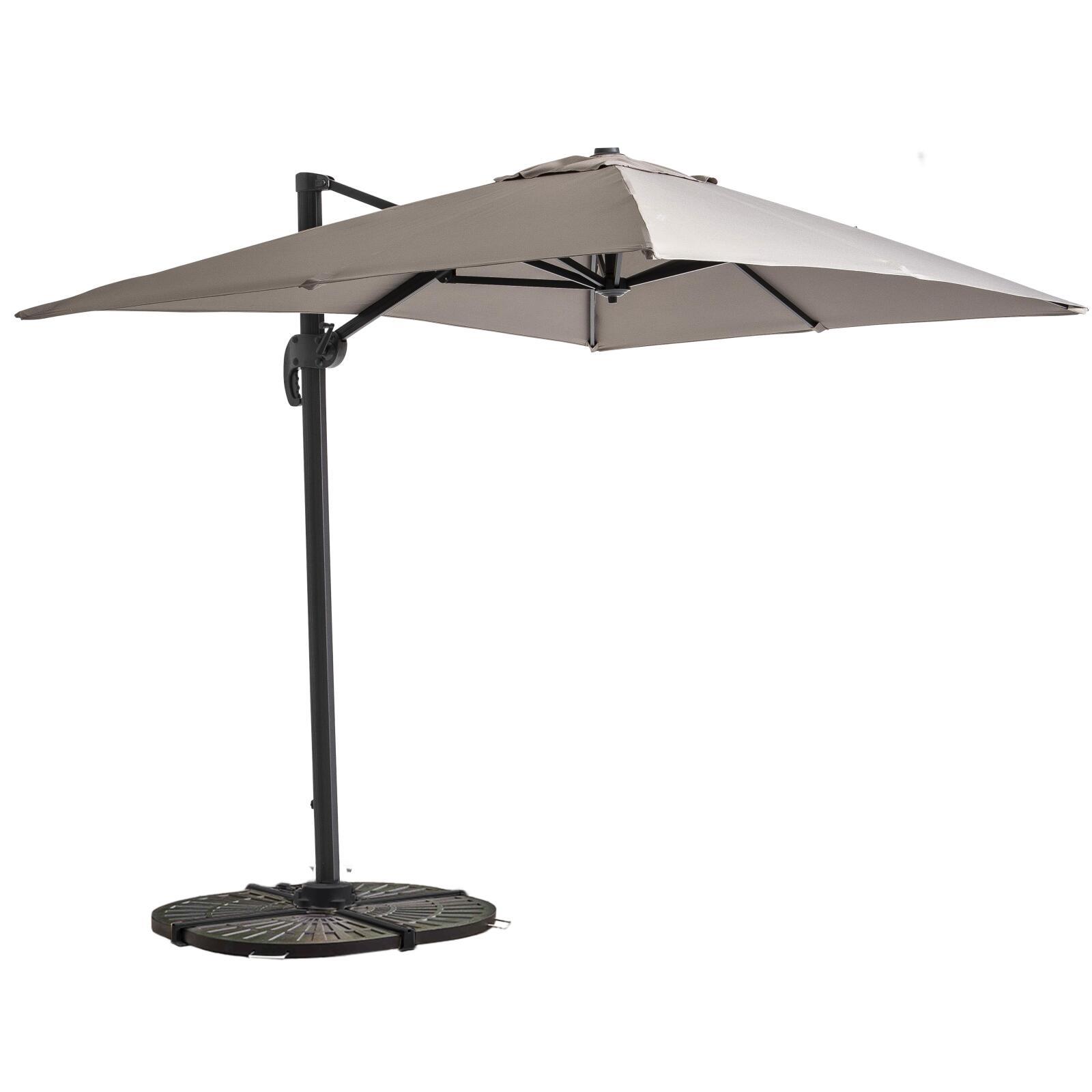 Parasol déporté 2x3 m rectangulaire inclinable rotatif 360° et 4 dalles lestées