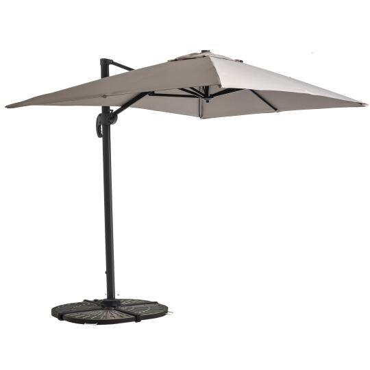 Parasol déporté 2x3 m rectangulaire inclinable rotatif 360° et 4 dalles lestées | Oviala