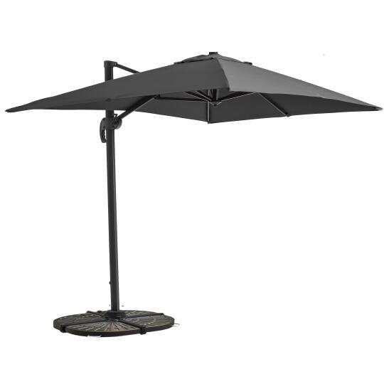 Parasol déporté 2x3 m rectangulaire inclinable rotatif 360° et 4 dalles lestées