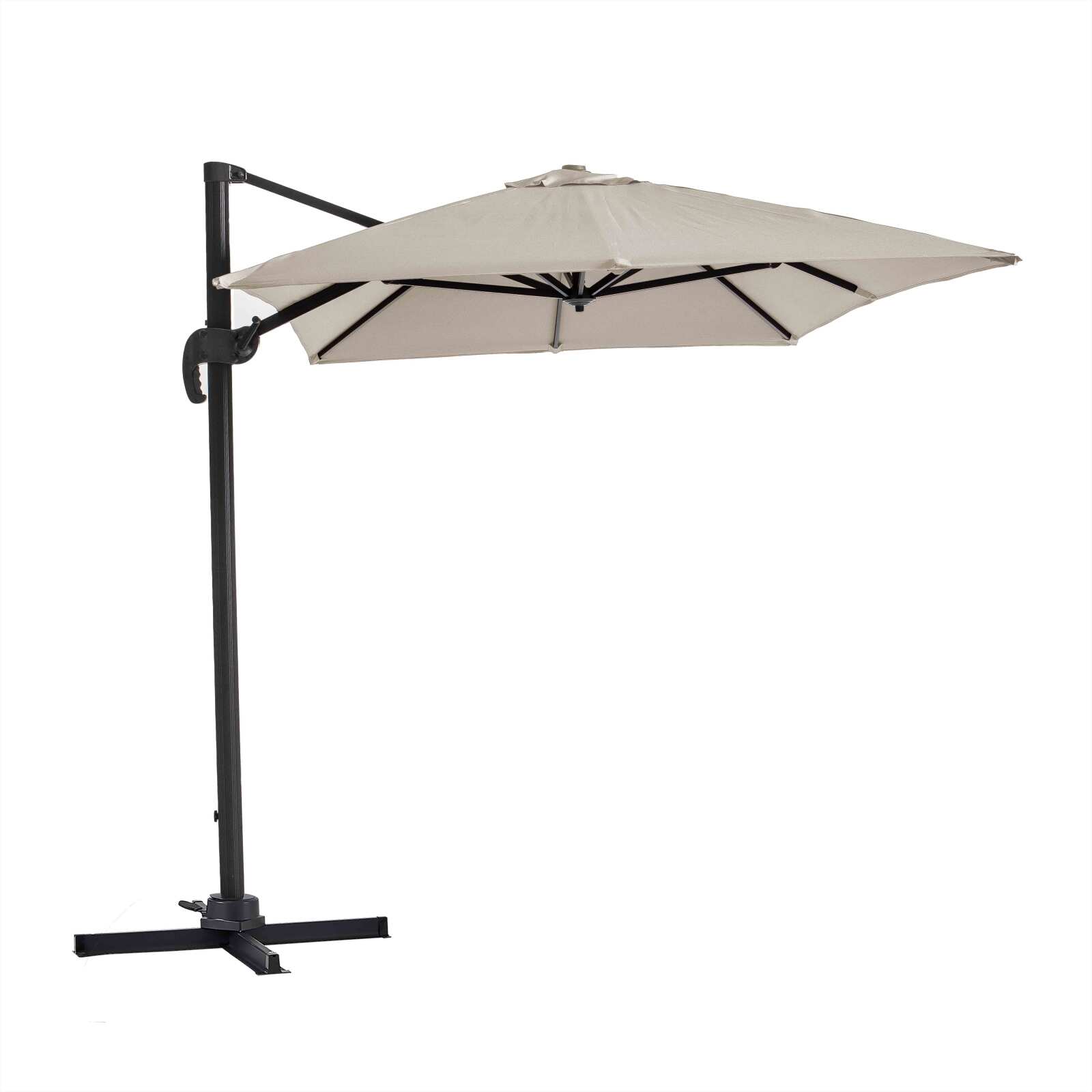 Parasol déporté 2x3 m rectangulaire inclinable rotatif 360° et 4 dalles lestées