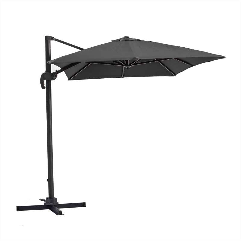 Parasol déporté 2x3 m rectangulaire inclinable rotatif 360° et 4 dalles lestées (2/6)