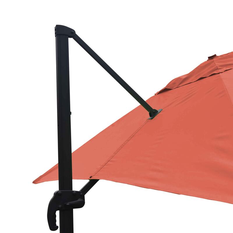 Parasol déporté 3x3 m carré inclinable en aluminium rotatif 360° (4/6)