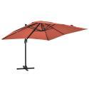 Parasol déporté 3x3 m carré inclinable en aluminium rotatif 360°