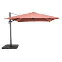 Parasol déporté 3x3 m carré inclinable rotatif 360° et 4 dalles à lester remplissables
