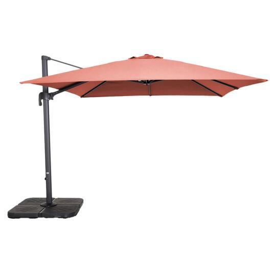 Parasol déporté 3x3 m carré inclinable rotatif 360° et 4 dalles à lester remplissables | Oviala