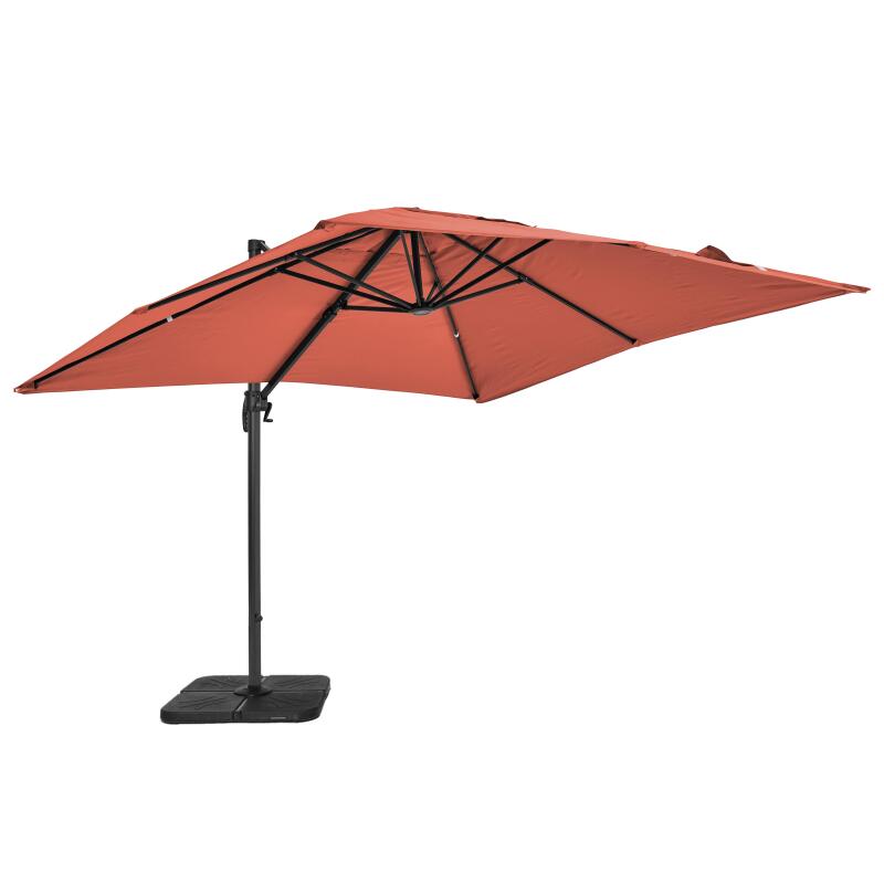 Parasol déporté 3x3 m carré inclinable rotatif 360° et 4 dalles à lester remplissables (2/7)