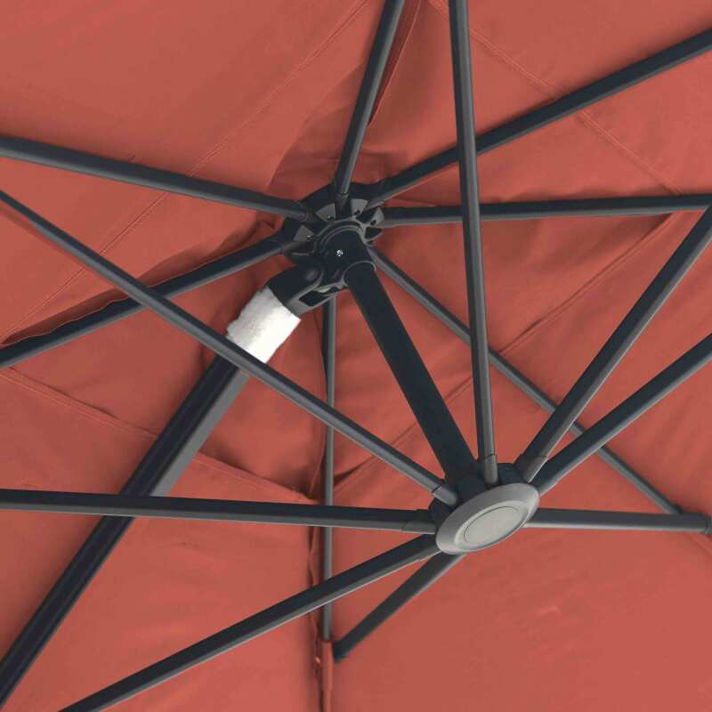 Parasol déporté 3x3 m carré inclinable rotatif 360° et 4 dalles à lester remplissables (5/7)