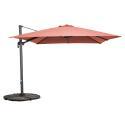 Parasol déporté 3x3 m carré inclinable rotatif 360° et 4 dalles lestées