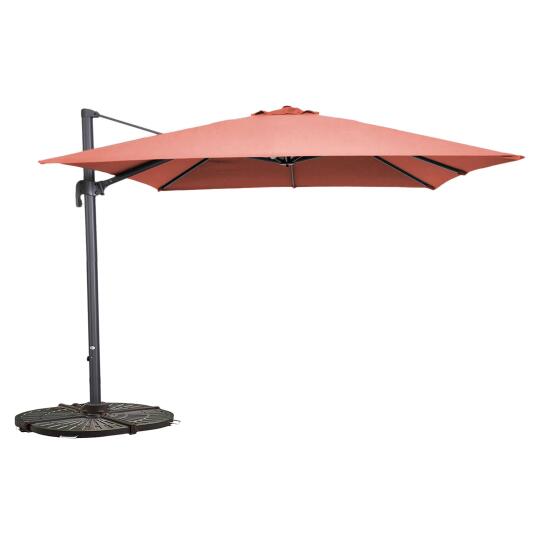 Parasol déporté 3x3 m carré inclinable rotatif 360° et 4 dalles lestées | Oviala