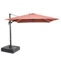 Parasol déporté 3x3 m carré inclinable rotatif 360° et dalle à lester sur roues 100 L