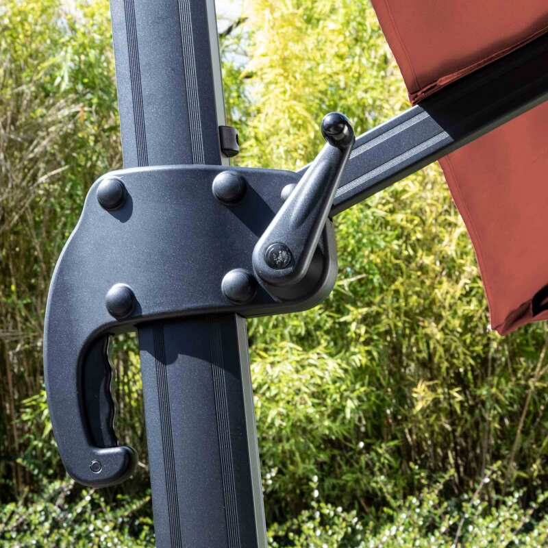 Parasol déporté 3x3 m carré inclinable rotatif 360° et dalle à lester sur roues 100 L (2/6)