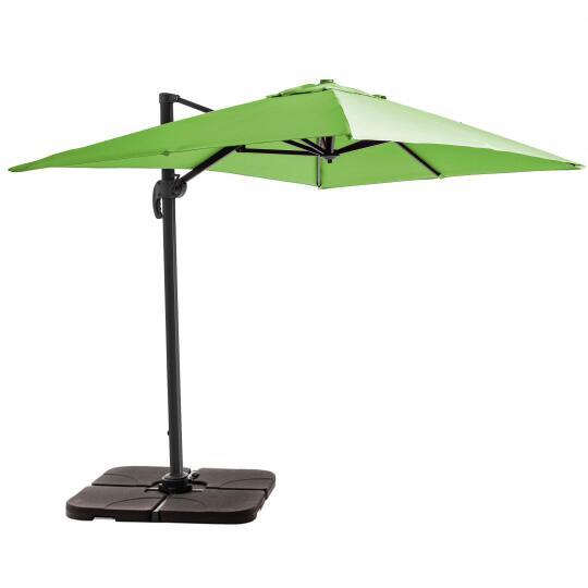 Parasol déporté 2x3 m rectangulaire inclinable rotatif 360° et 4 dalles à lester remplissables | Oviala