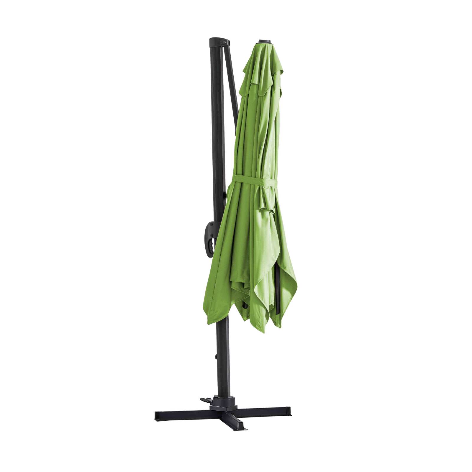 Parasol déporté 2x3 m rectangulaire inclinable rotatif 360° et 4 dalles à lester remplissables