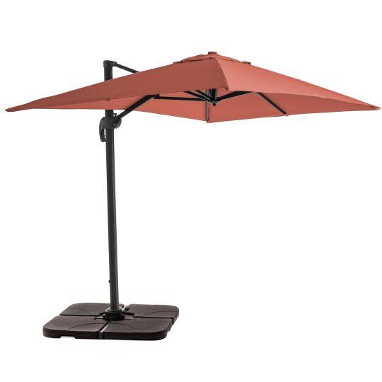 Parasol déporté 2x3 m rectangulaire inclinable rotatif 360° et 4 dalles à lester remplissables | Oviala