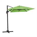 Parasol déporté 2x3 m rectangulaire inclinable rotatif 360° et 4 dalles à lester remplissables