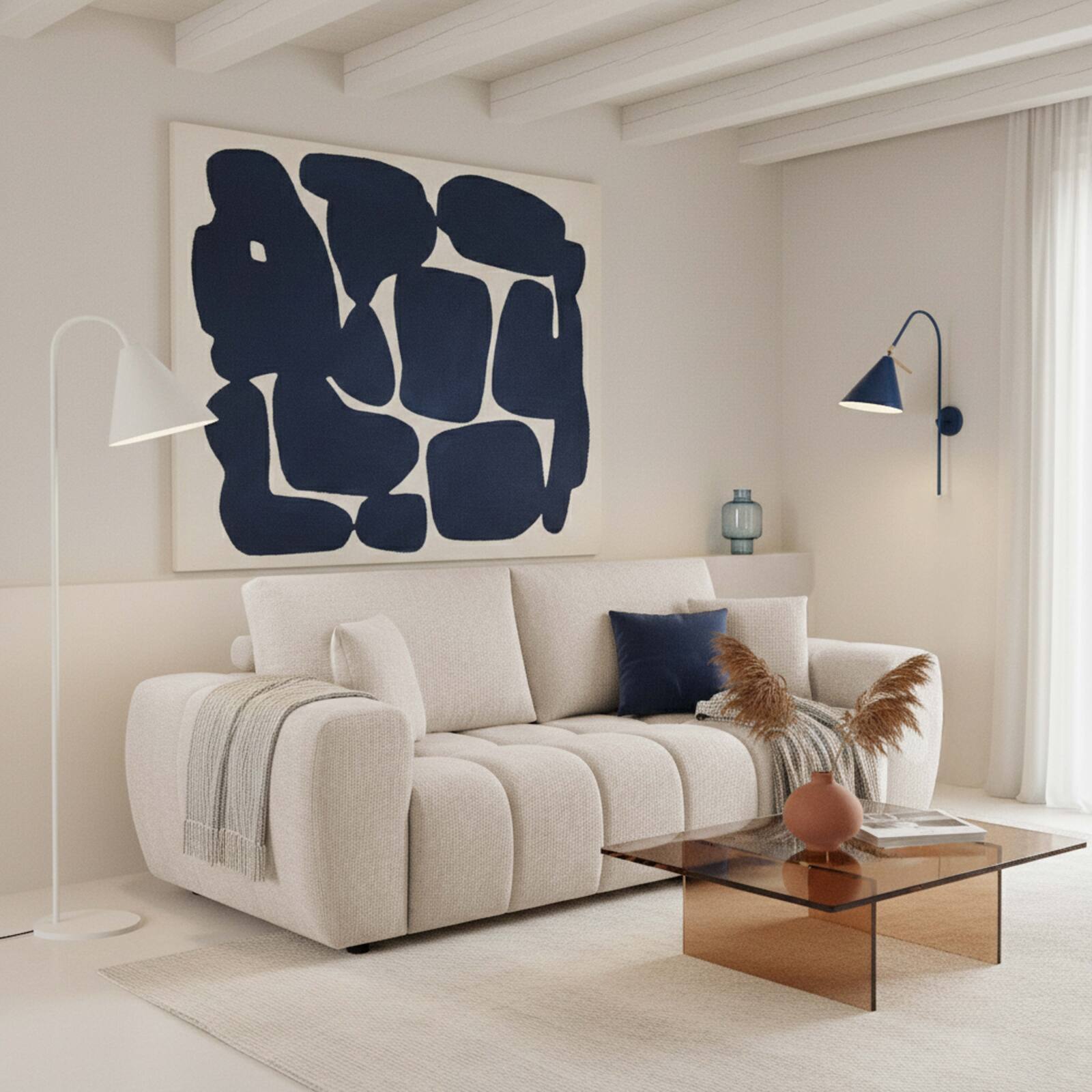 Canapé 3 places en tissu avec coussins