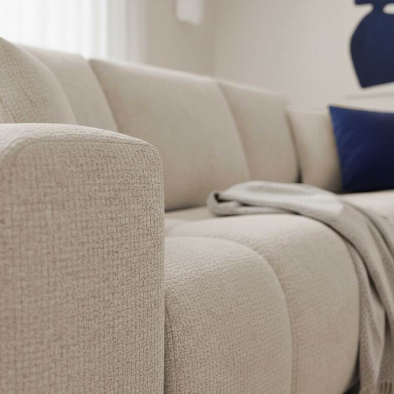 Canapé d'angle 3 places en tissu avec méridienne droite et coussins (3/8)