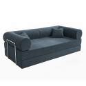 Canapé convertible 2 places en tissu avec coussins