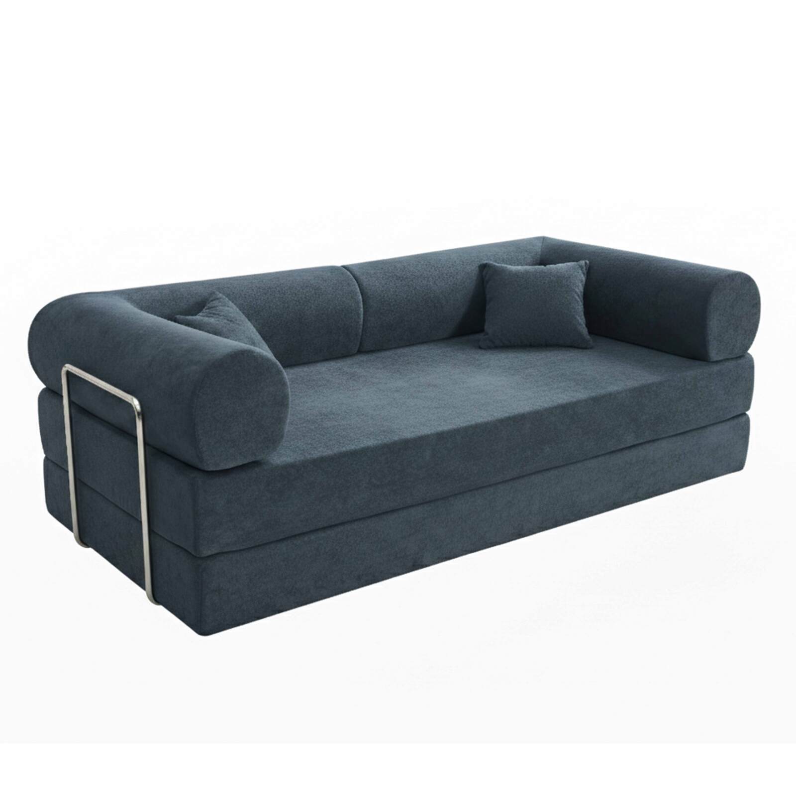 Canapé convertible 2 places en tissu avec coussins