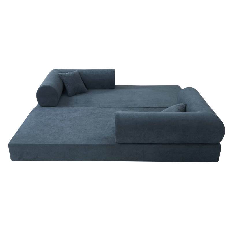 Canapé convertible 2 places en tissu avec coussins (6/8)
