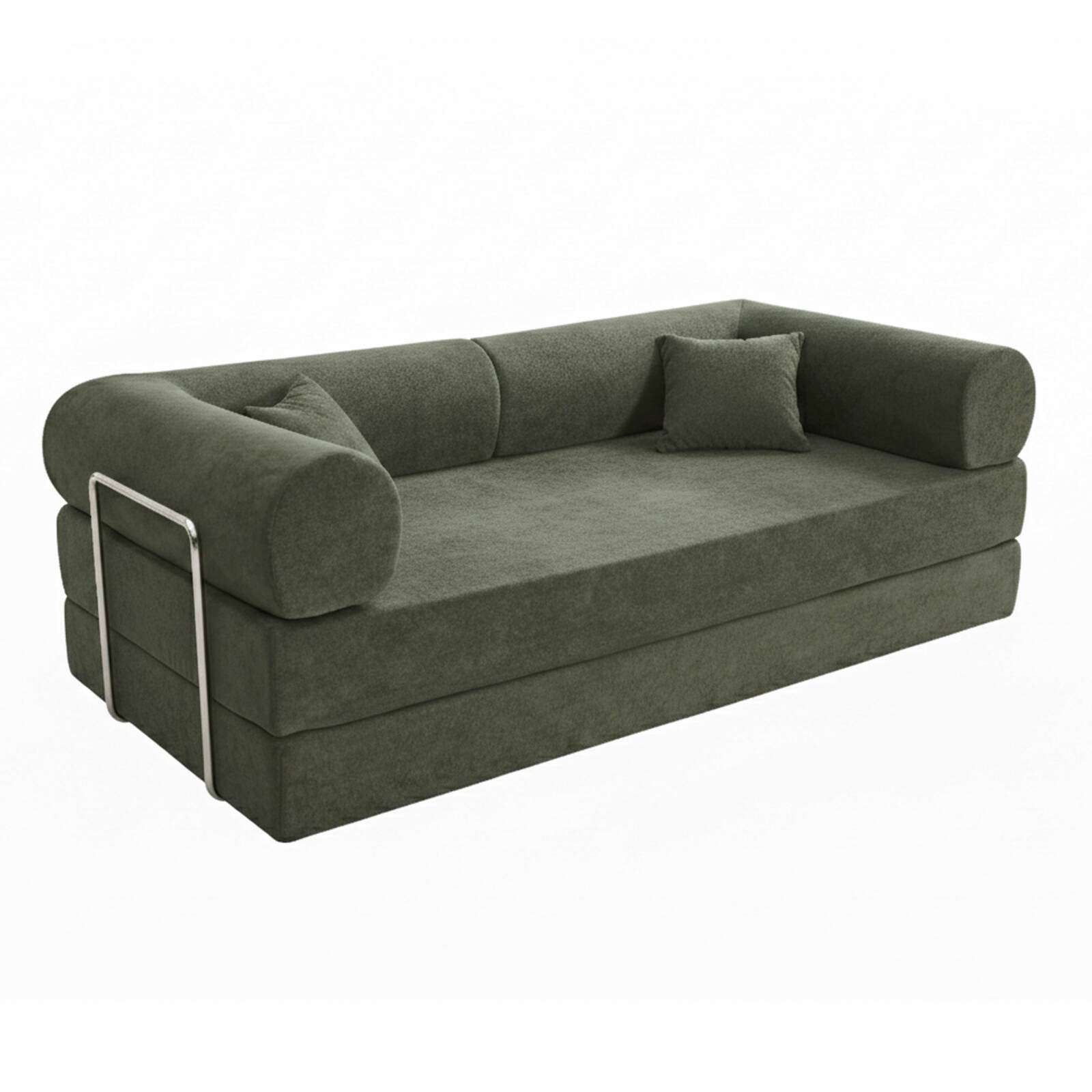 Canapé convertible 2 places en tissu avec coussins