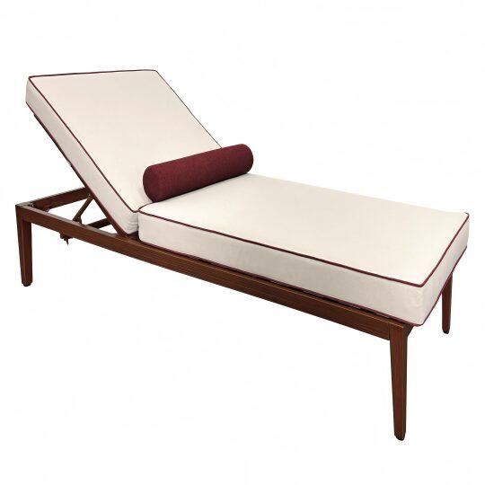Bain de soleil aluminium effet bois inclinable 4 positions avec coussin