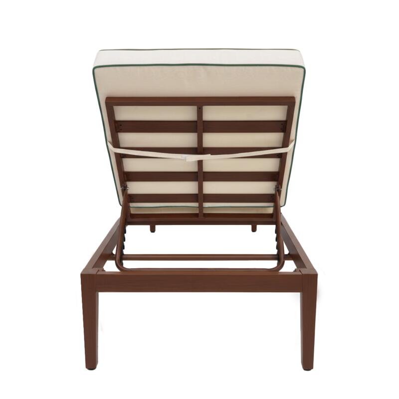 Bain de soleil aluminium effet bois inclinable 4 positions avec coussin (4/6)