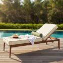 Bain de soleil aluminium effet bois inclinable 4 positions avec coussin - Ambiance