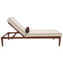 Bain de soleil aluminium effet bois inclinable 4 positions avec coussin