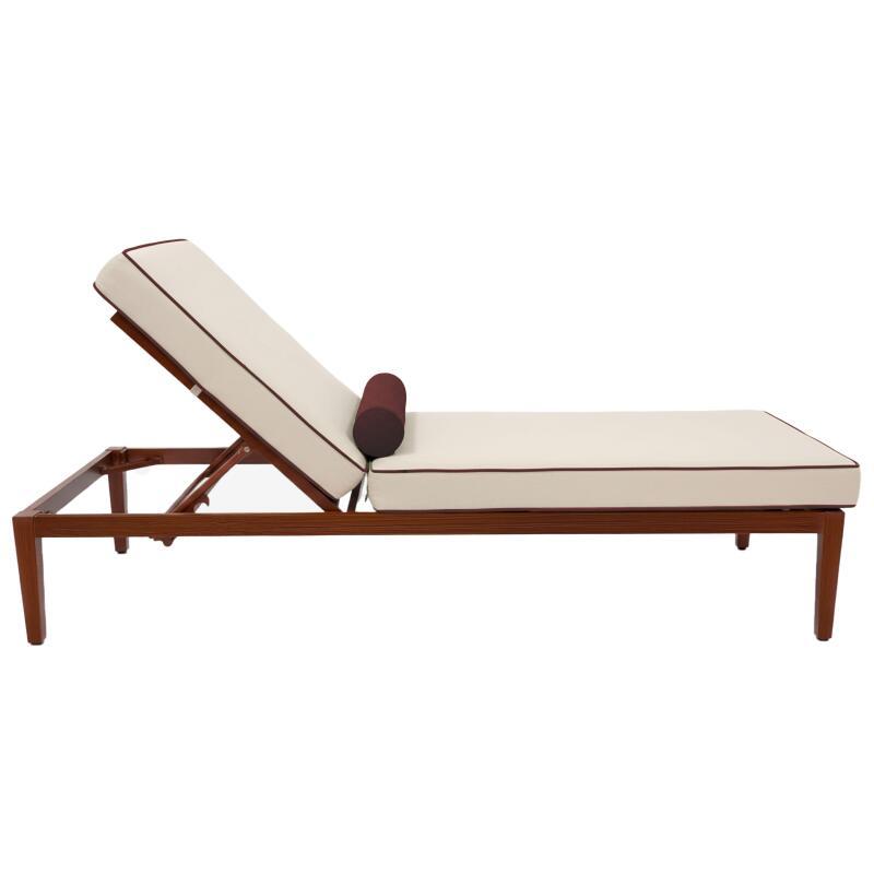 Bain de soleil aluminium effet bois inclinable 4 positions avec coussin (3/6)