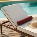 Bain de soleil aluminium effet bois inclinable 4 positions avec coussin