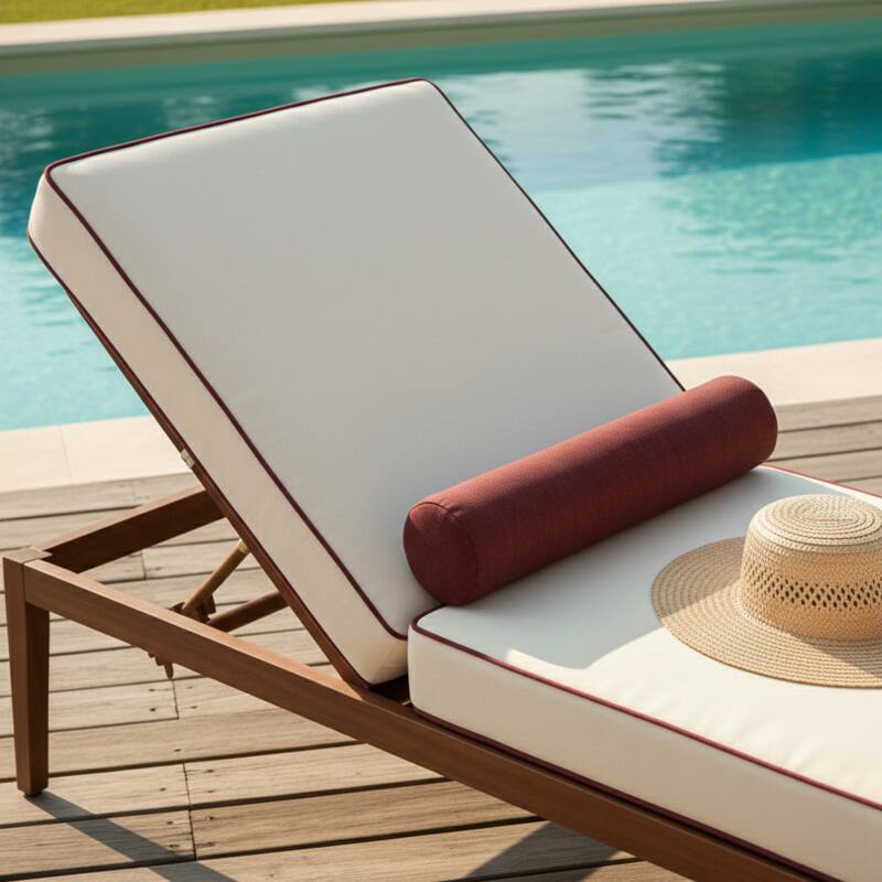 Bain de soleil aluminium effet bois inclinable 4 positions avec coussin (2/6)