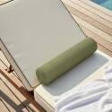 Bain de soleil aluminium effet bois inclinable 4 positions avec coussin