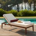 Bain de soleil aluminium effet bois inclinable 4 positions avec coussin - Ambiance
