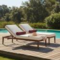 Bains de soleil aluminium effet bois inclinables 4 positions avec coussin - Lot de 2  - Ambiance