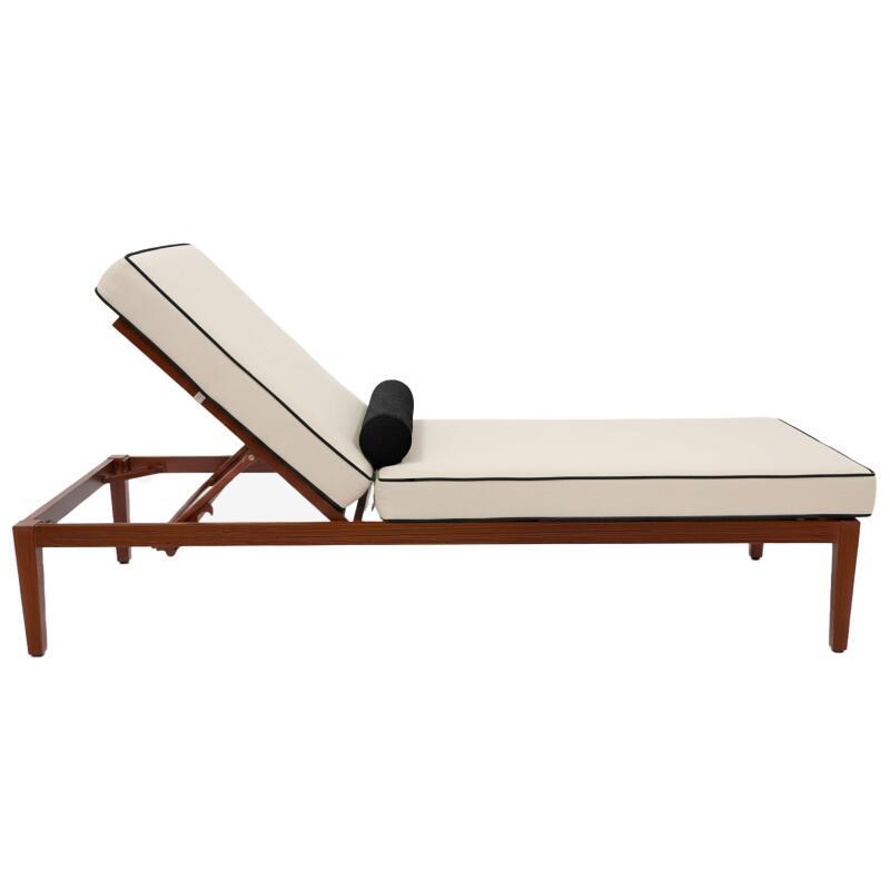 Bains de soleil aluminium effet bois inclinables 4 positions avec coussin - Lot de 2  (4/7)