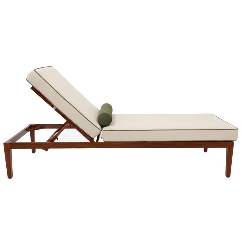 Bains de soleil aluminium effet bois inclinables 4 positions avec coussin - Lot de 2  (4/7)