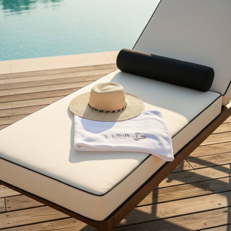 Bains de soleil aluminium effet bois inclinables 4 positions avec coussin - Lot de 2  (2/7)